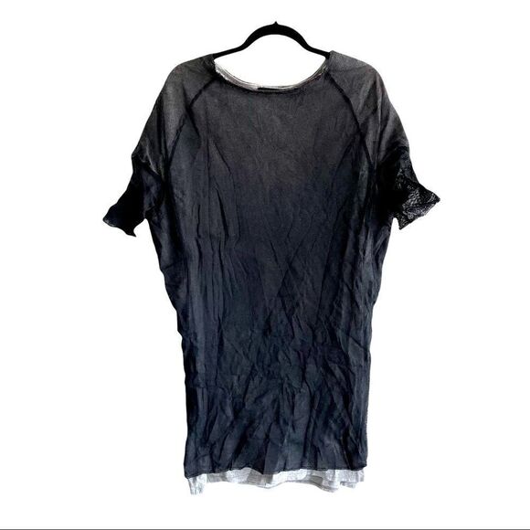 KEDZIOREK Lagenlook Crew Neck Short Sleeve Layered Tunic Dress Black 44 - Picture 6 of 14